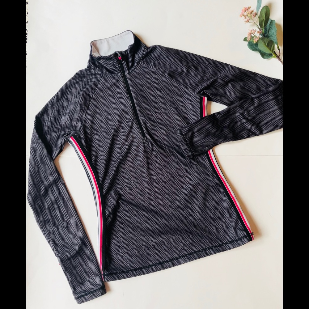 ATHLETA grey herringbone 1/4 zip pullover • sz xs
